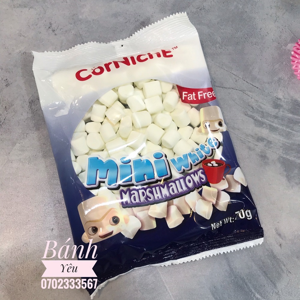 Kẹo xốp trắng Marshmallows Mini CorNiche 70g
